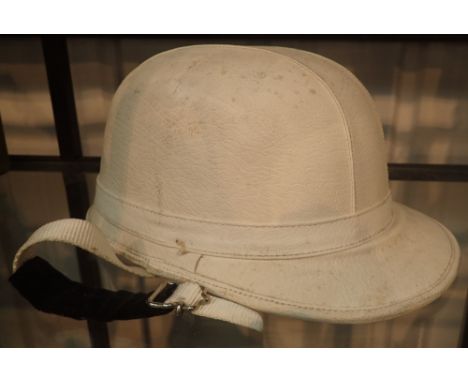 Vintage Vespa style leather crash helmet