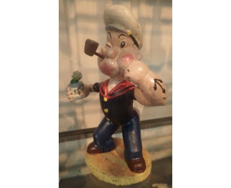 Cast iron Popeye figurine matchbox H: 23 cm