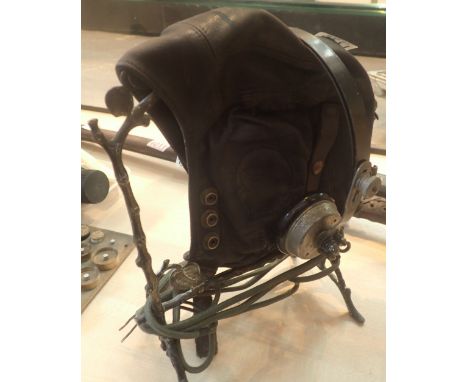 WWII pilots leather helmet with original headphones