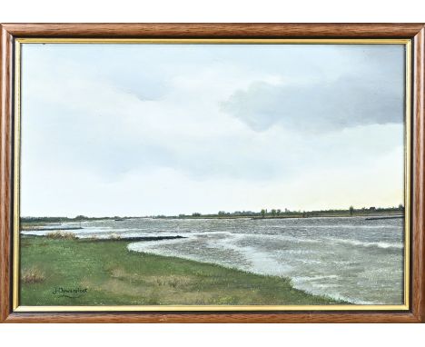 Jan Ouwersloot. 1902 - 1975. River face the Lek. Oil on panel. Dimensions: H 30 x W 40 cm. In good condition.