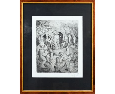Otto Lais, 1929. German expressionist. Epreuve d'Artiste. No. VI. 1897 - 1988. Figure representation with naked woman. Etchin
