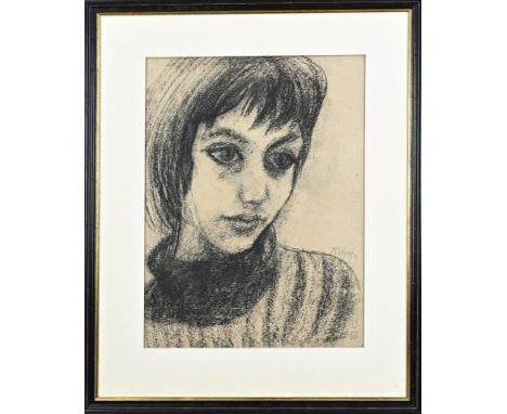 Paul Citroen (1956). 1896 - 1983. Portrait of girl. Charcoal on paper. Dimensions: H 48 x W 36 cm. In good condition.