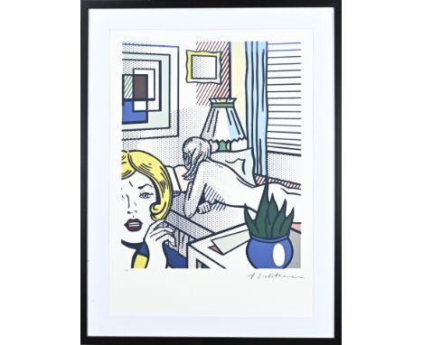 Roy Lichtenstein. Lithograph. Reprint. No. 3/199. Women in bedroom. Lithograph on paper. Dimensions: H 70 x W 51 cm. In good 