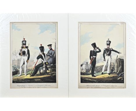2x Russian militaria. 19th century. Lithograph. Circa 1850. Signed in Cyril. One work has two tears. Size: 40 x 24 cm. In fai