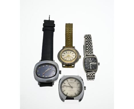 Lot with 4 vintage mechanical watches, with Ancre, Aseikon and a seiko automatic.