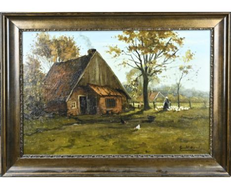 Gerard Krol. 1882 - 1950. Farm Riesmanskotten Lonneker (1920). Oil on panel. Dimensions: H 40 x W 60 cm. In good condition.