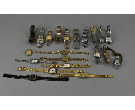 Lot with 22 ladies' watches, 21x. Various models including Junghans, Ava, Orima, Dugena, Prisma, Orion, Sandoz, Timex."