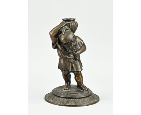 Antique lamp base with gnome. Circa 1920. Dimensions: H 20.5 cm. In good condition.