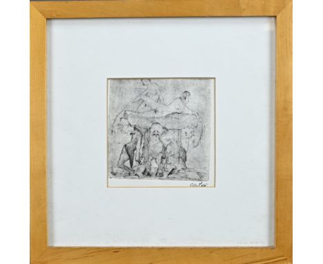 Otto Lais. German expressionist. 1897 - 1988. Verso Susze Last 1926. Auflage 40. Etching on paper. Dimensions: H 10 x W 10 cm