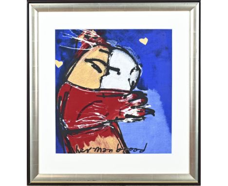 Herman Brood. 1946 - 2001. Texoprint. Fantasy representation. Lithograph on silk. Dimensions: H 40 x W 37 cm. In good conditi