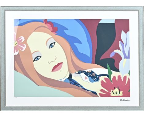 Tom Wesselman. 1931 - 2004. No. 50/199. Woman with flowers in her hair. Lithograph on paper. Dimensions: H 40 x W 50 cm. In g