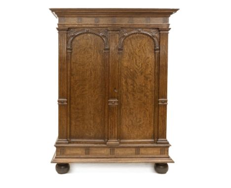 18th century oak Dutch Renaissance cabinet, also called Utrecht gate cabinet. With beautiful carvings on the doors and sides 