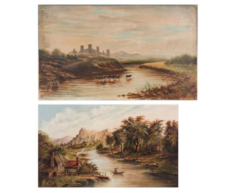 Two (2) 19th Century oil on board landscape paintings. 1st item: Robert Smith (United Kingdom, 19th Century) oil on board pai