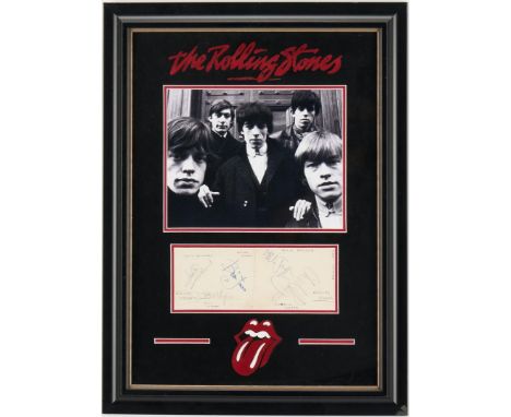 Rolling Stones circa 1965 signed album page, autographed by three of the band members&nbsp;Mick Jagger, Brian Jones, and Bill