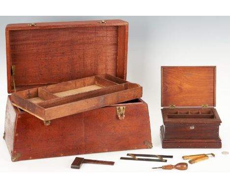 Two (2) tool chests, including signed salesman sample. 1st item: Signed American Salesman's Sample Tool Chest, miniature waln
