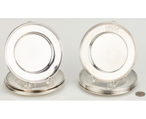 Eleven (11) assembled sterling silver bread plates, including six (6) Whiting bread plates, marked STERLING #1300, with 3-let
