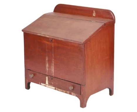 Southern vernacular sugar chest in the form of a desk, likely Kentucky or Tennessee, cherry primary with red wash, poplar sec