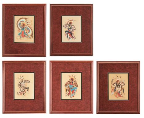 Five (5) Woody Wilson Crumbo (Oklahoma/Kansas/New Mexico, 1912-1989) silkscreen prints depicting Southwest Native Americans i