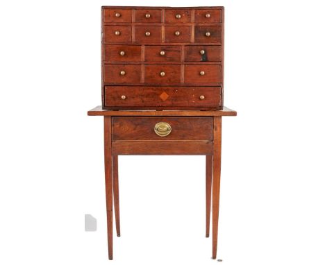 American apothecary or spice chest and North Carolina Federal one-drawer stand, 2 items total. 1st item: American cherry 15 d