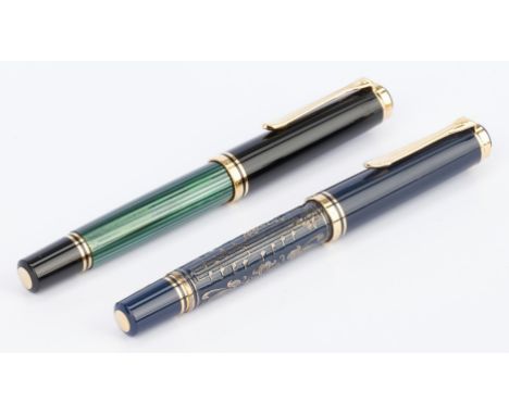 Two (2) Pelikan, Germany M800 fountain pens, including Concerto limited edition and Souveran Green Stripe, both with two tone