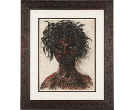 Attributed to Charles Gordon Cutler, Jr. (American, 1914-1970) pastel and charcoal on paper bust length portrait of an Africa