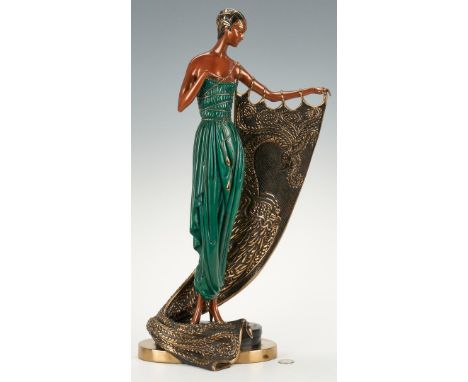 Erte (Romain De Tirtoff, Russian/French, 1892-1990), "Emerald Night," limited edition gilt and cold painted cast bronze sculp