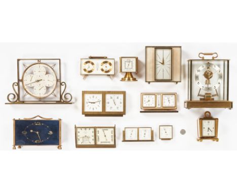 Collection of twelve (12) German or Swiss made desk clocks, including Seth Thomas, Elgin, Howard Miller. 1st item: German Set