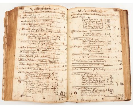 Cheek's Cross Roads, Tennessee, leatherbound journal or ledger, dating from June 12, 1802 through June 10, 1807, for a store 