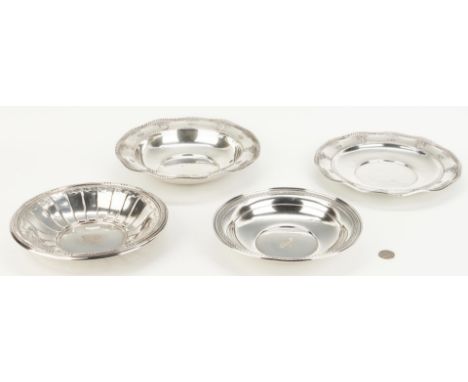4 sterling silver bowls, including Wallace Rose Point. 1st item: Wallace Rose Point pattern shallow bowl or soup plate with p