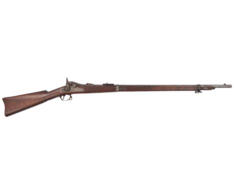 Model 1884 "Trapdoor" Springfield rifle,&nbsp;.45-70 caliber, serial # 479877. Lock plate marked "U.S. Springfield" with eagl