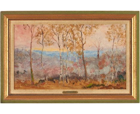 Oil on board landscape titled "A Summer Day, France" attributed to E. A. Jarvis. Inscription en verso reads "To you, In memor