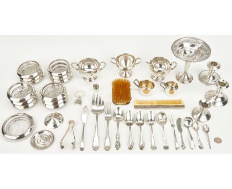 45 assorted sterling silver items, including flatware, hollowware, 46 items total. 5 Alvin Molly Stark pattern teaspoons, mon