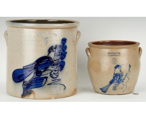 Two (2) New York cobalt decorated pottery items, including N.A. White &amp; Son, Binghamton and Weston &amp; Gregg, Ellenvill