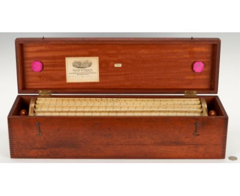 Keuffel &amp; Esser (K&amp;E) 4012 Thacher Cylindrical Slide Rule, serial number 3596. Comprised of a brass core covered by p