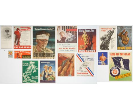 Twelve (12) World War II United States propaganda posters by artists including John Atherton and Steve Broder. 1st item: Post