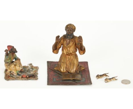 Two (2) Viennese Cold Painted Bronze figural groups, manner of Franz Bergman, Arab subject matter, 4 items total. 1st item: F
