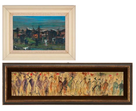 Two (2) American oil cityscape paintings, including Pascal Cucaro, Roger C. Holt. 1st item: Pascal Cucaro (American, 1915-200