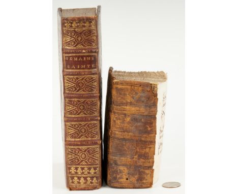 Two (2) religious texts, including hymnal with illuminated pages. 1st item: L'OFFICE DE LA SEMAINE-SAINTE, New Edition, Latin