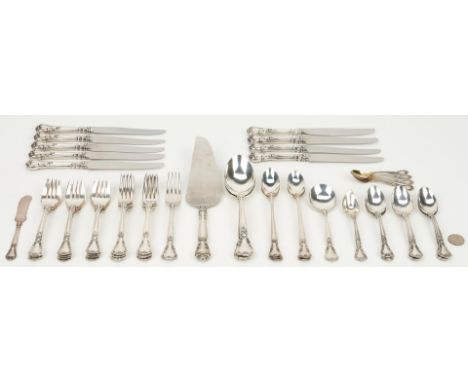 56 pieces Gorham Chantilly pattern sterling silver flatware, including 9 hollow handle dinner knives (1 Modern - 8 7/8" L, 8 
