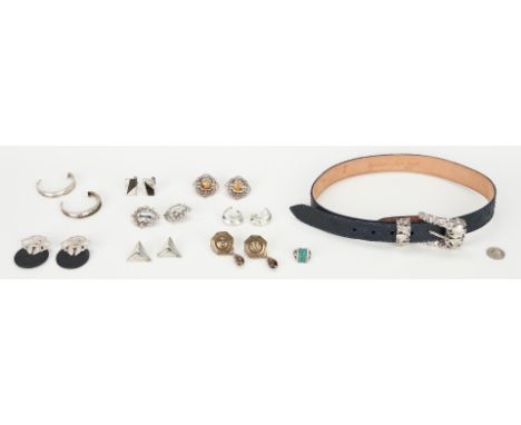 Ten (10) assorted pieces sterling jewelry, including designer jewelry and belt. 1st item:&nbsp;Carlos Falchi / Stephen Dweck 