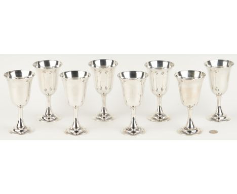 Set of 8 International Silver Company sterling silver goblets, Lord Saybrook pattern. Each with maker's mark to base, P664 an