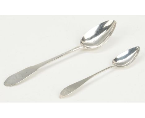 Two (2) Southern Coin Silver spoons by Thomas Phillips of Paris, Kentucky and Edward West of Virginia or Kentucky. 1st item: 