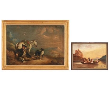 Two (2) Oil Landscapes, including one after Ludwig Richter. 1st item: British School, late 19th to early 20th century, oil on