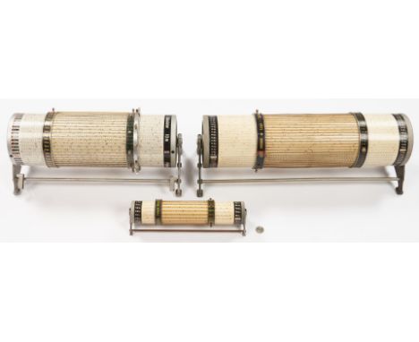 Three (3) Daemen, Schmidt &amp; Co., Zurich, Switzerland, Loga Rechenwalzen Cylindrical Slide Rule Calculating Drums, includi