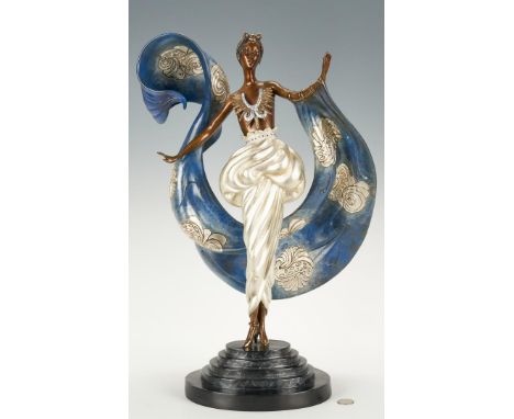 Erte (Romain De Tirtoff, Russian/French, 1892-1990), "Dream Girl," limited edition silvered and cold painted cast bronze scul