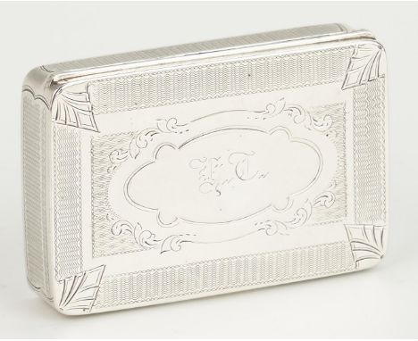 Scarce Tennessee coin silver snuff box, marked JS Curtis in rectangle (working Memphis, circa 1850), rectangular form with en