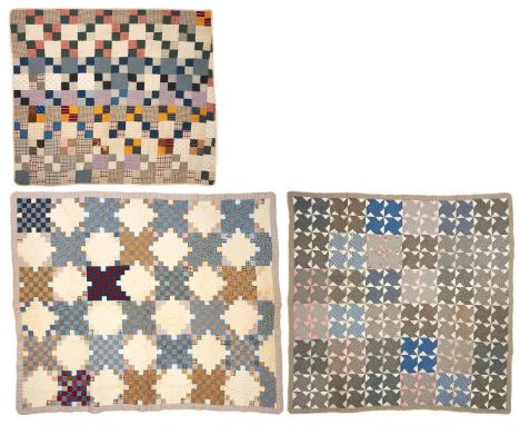 Three (3) Southern hand-stitched pieced and appliqued cotton quilts, attributed to Julia Harrington Wolfe (Mississippi, 1874-