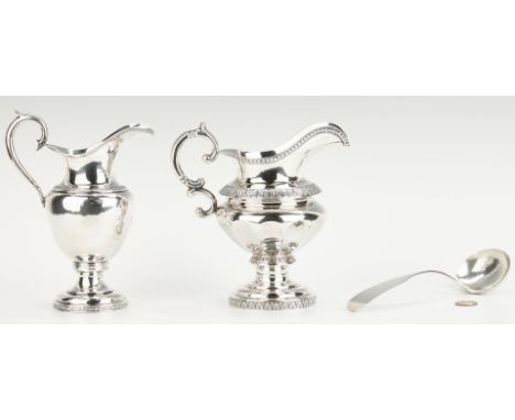 3 Kinsey Ohio Coin Silver Items. 1st item: American coin silver cream jug or pitcher by E &amp; D Kinsey (Ohio, active 1844-1