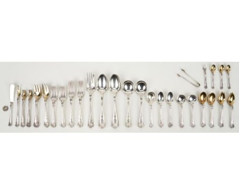 Set of Tiffany sterling silver flatware, Winthrop pattern, designed in 1909 by Albert Angell Southwick, now discontinued, 91 