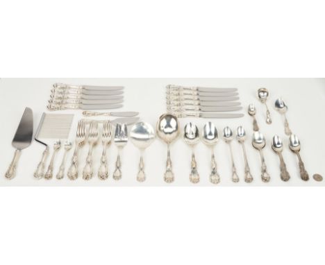 56 pieces Reed and Barton flatware, including 49 pieces in the Burgundy pattern and 7 pieces in the Francis I pattern. Burgun